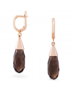 Red gold earrings with smoky quartz. Artnumber 5631973