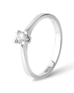 Классическое кольцо  из белого золота 585 пробы с одним бриллиантом. Артикул 3720268