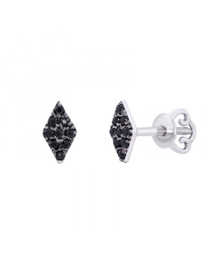 Gold stud earrings with black cubic zirconia. Artnumber 5730146